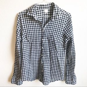 J. Crew classic gingham button down top, medium